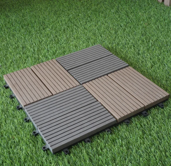 
Easy Install Wood Texture WPC Wood Plastic Composite Corridor Tiles Designs DIY Deck Tile Floor Plastic Wood Tiles 