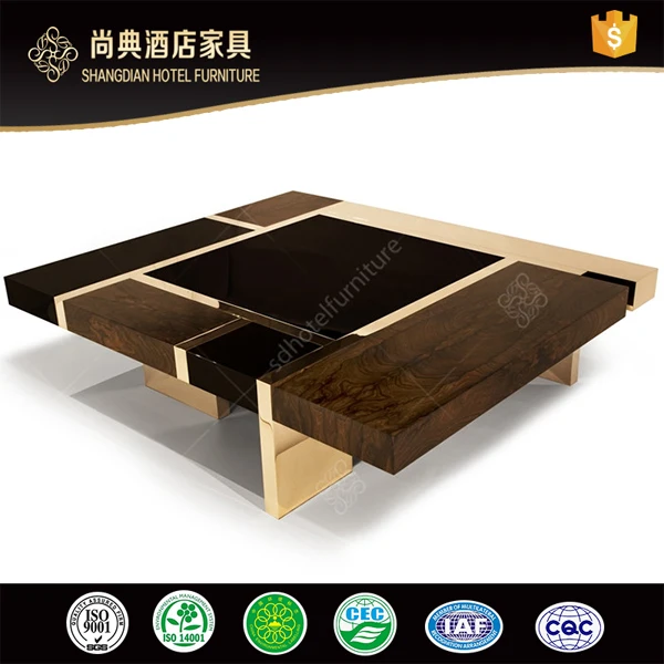 Modern Wood Coffee Table With Metal Base