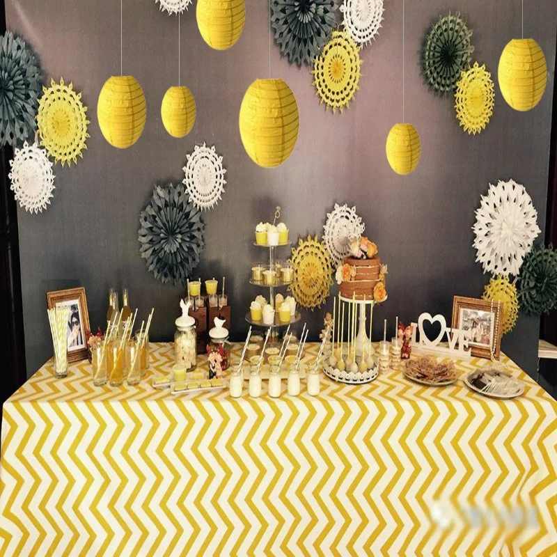Желтые круглые бумажные фонарики Китайские 10 дюймов Большие Висячие Шаровые украшения для Хэллоуина дня рождения свадьбы детский душ
