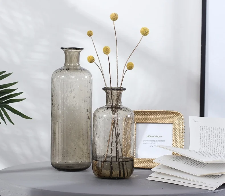 
2019 HOT SALE hand blown Nordic Scandinavian style transparent crystal glass vase beautiful glass vase 