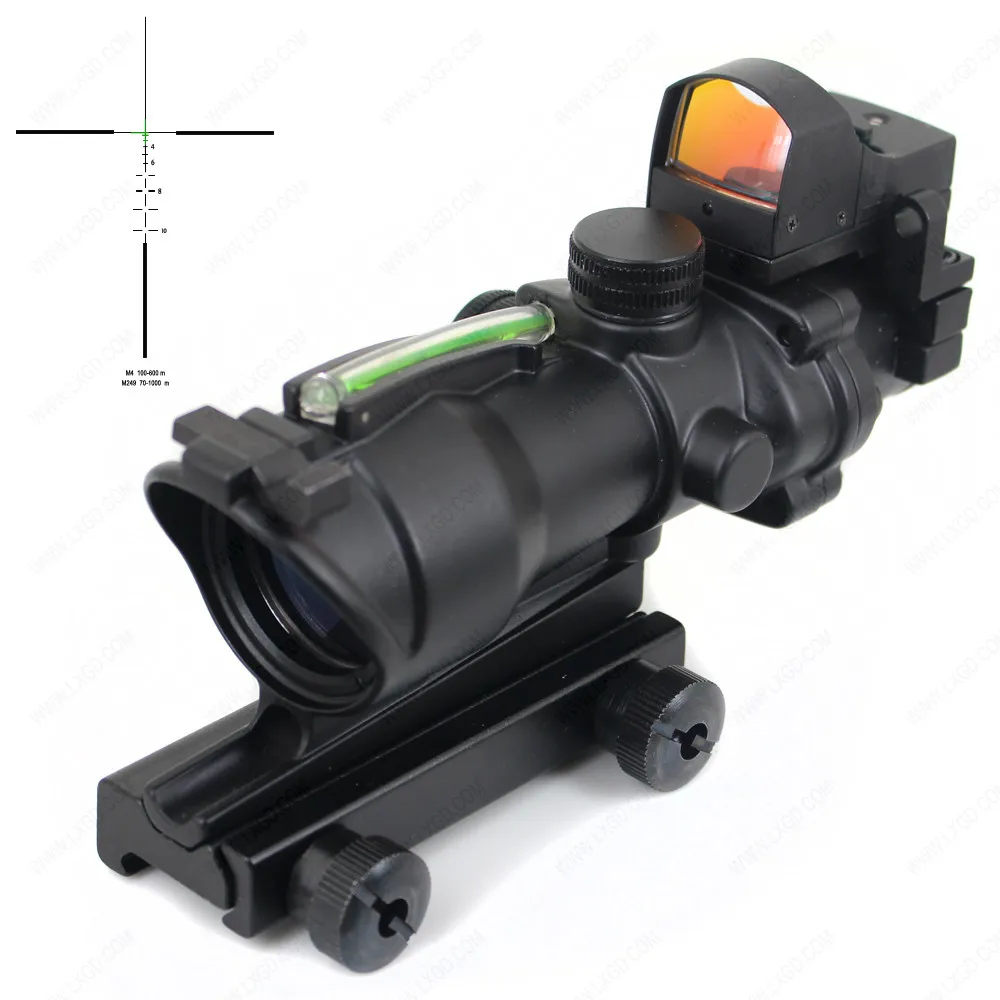 ACOG 4x32 Sight Scope Real Green Fiber Illuminated Optic Scope With Rmr Red Dot Sight