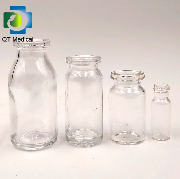 Янтарные/прозрачные литые стеклянные флаконы для лекарств