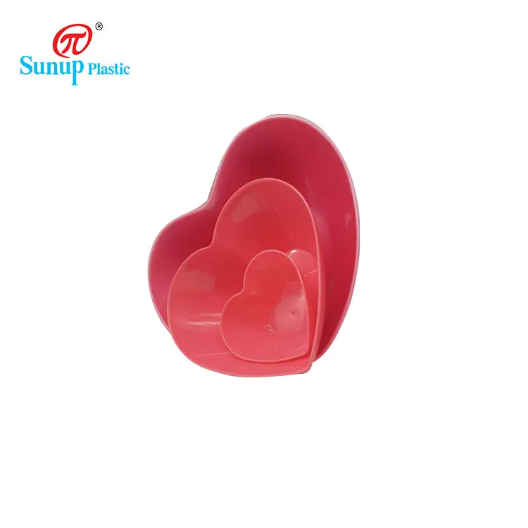 Eco Friendly Snack Candy Bowl Red Heart Shape Plastic Bowl