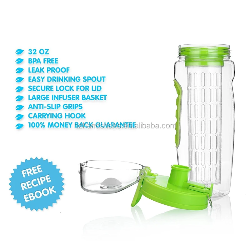 32 OZ Fruit Infuser Water Bottle (multiple Colors) Bpa-free Fruit Infusion Sports Bottle Color Box Party Modern Tritan 24 Oz