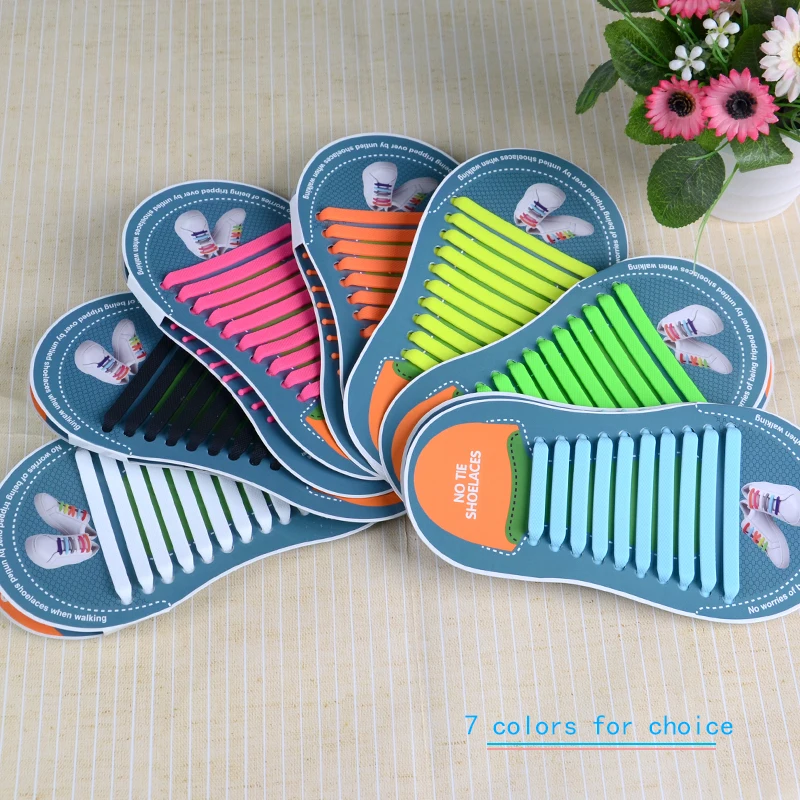 Custom Rubber Slip Sneaker Elastic Shoelaces Lazy No Tie Silicone Shoelaces Factory