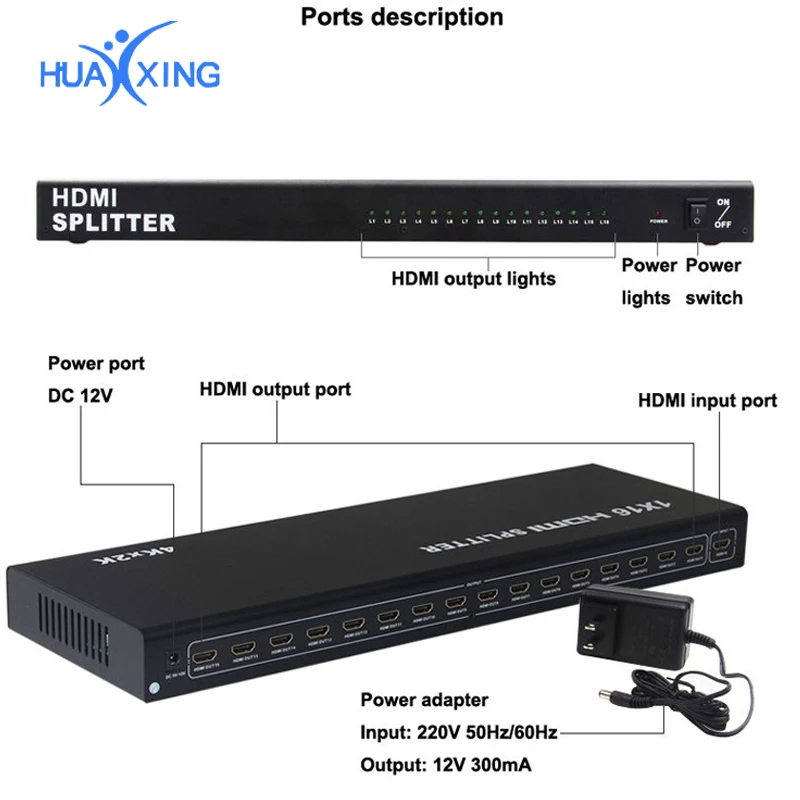 4K x 2K 2 Ports Bi-directional Manual HDMI Switch Splitter 16x1 or 1x16 Sup 3D 2160P