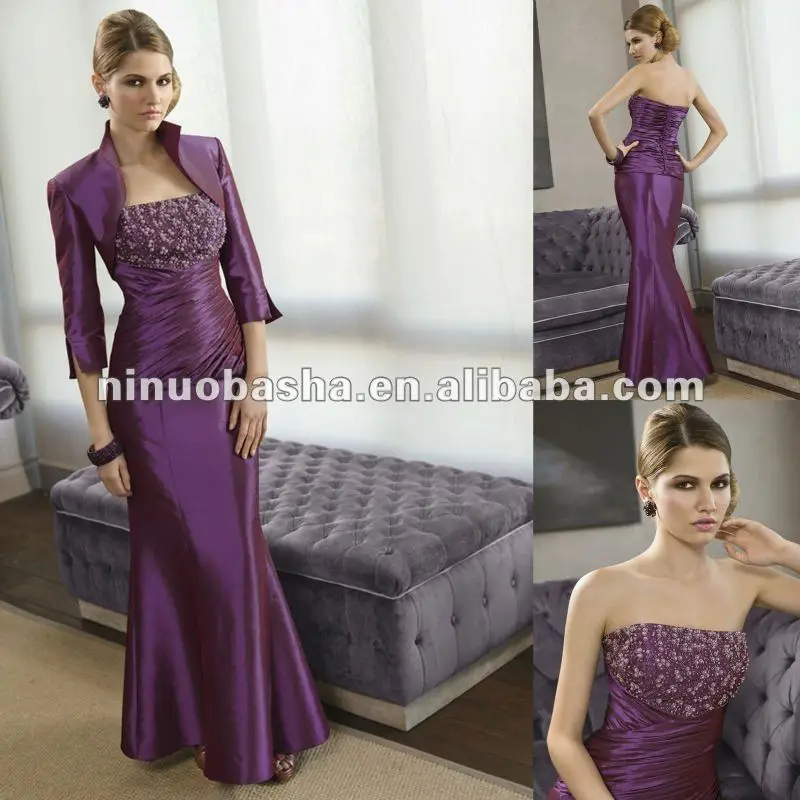 
Beaded Bodice Pleated Taffeta Mother of Bride Dresses 