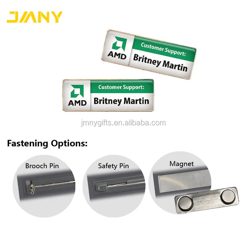 Factory Directly Metal Name Badge with Brooch Pin or Magnetic Back