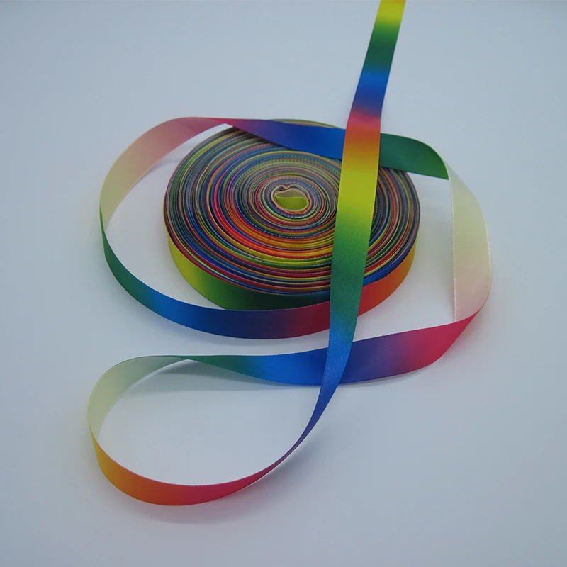 100% Polyester Single Face Satin Rainbow Ribbon decoration ribbon