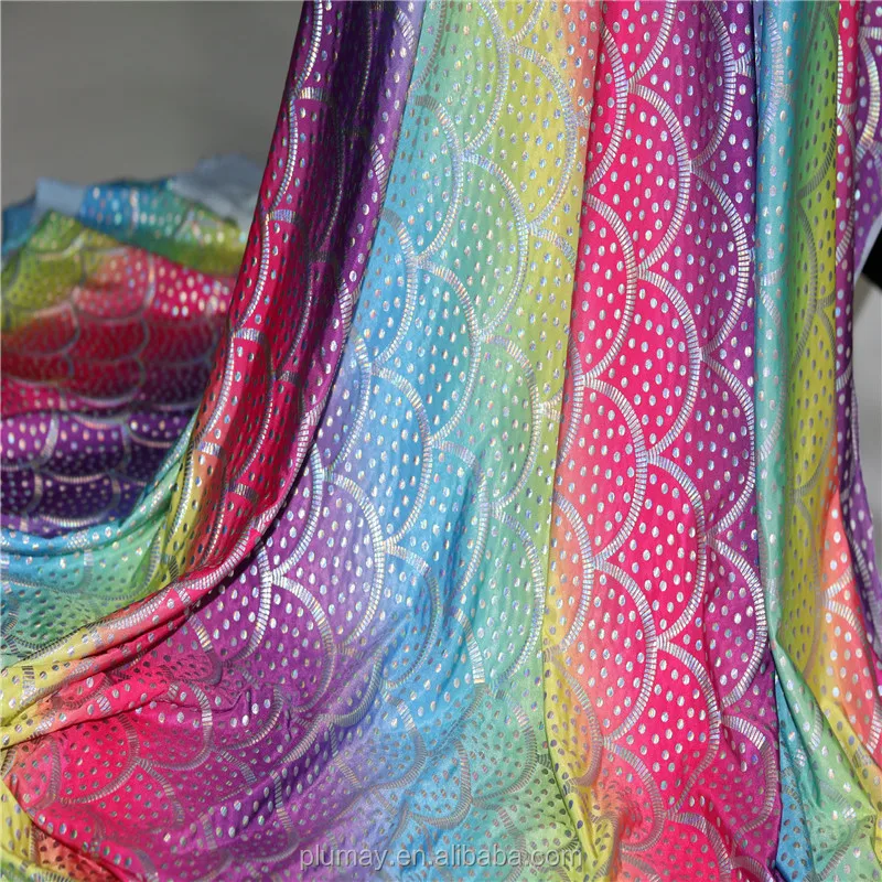 Iridescent Sparkly Mermaid Scale Hologram Spandex 4 Way Stretch Ombre Fabric for skirt swimsuit bikini clothing textile custom