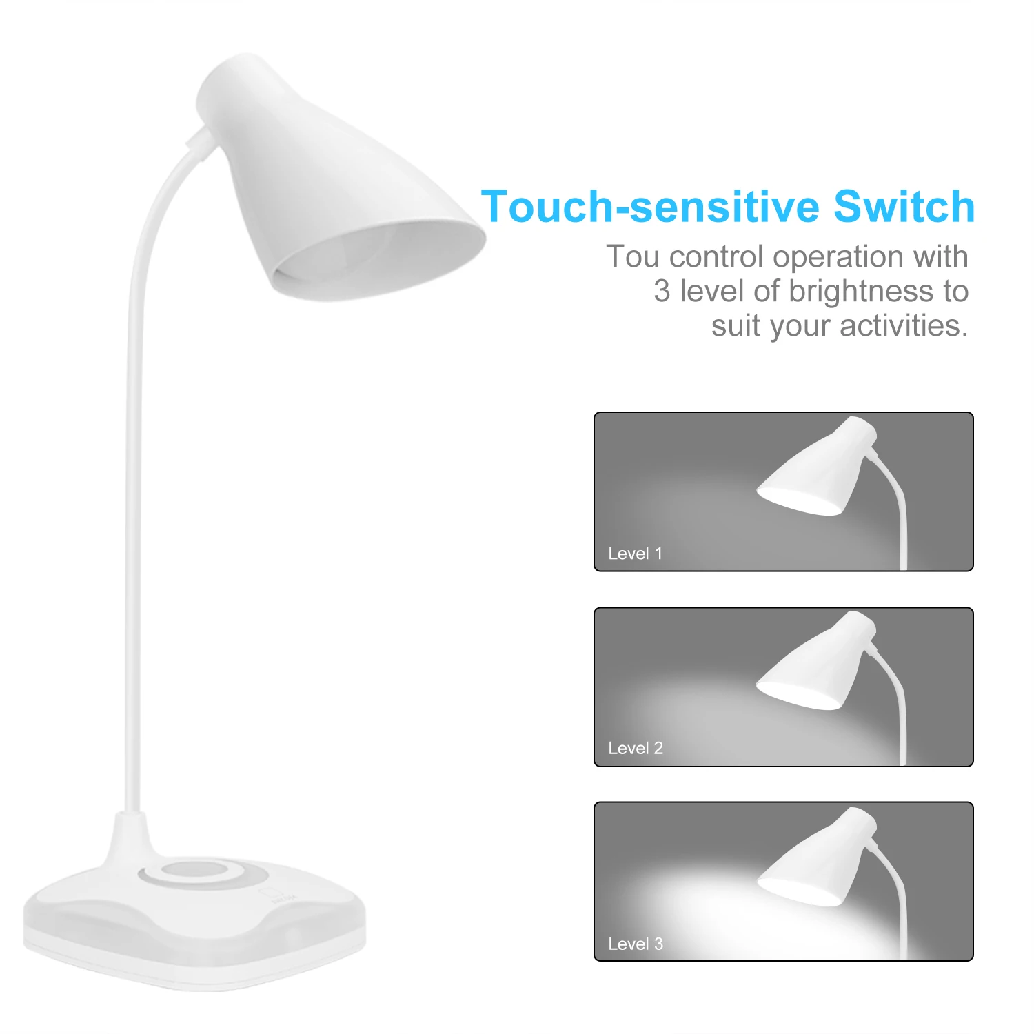 Fashion Rechargeable LED Desk Lamp with USB Port Three Brightness Level    with Usb Charge