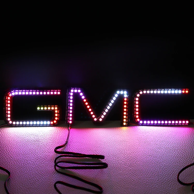 Factory Supplier  RGB 12V Chasing Color Halo Led Auto Logo Light Badge GMC Truck Emblem Lamp