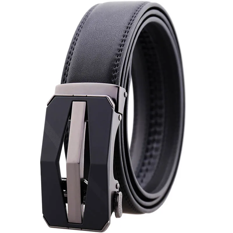 High Quality Fashion Casual Jeans Ratchet Belt Men Genuine Custom Leather Belt with Automatic Buckles