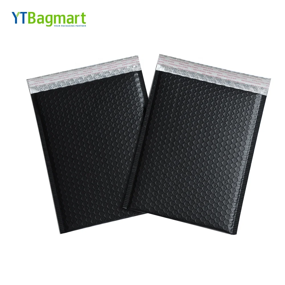 
Custom Metallic Foil Black Bubble Padded Envelope Shipping Packaging Matte Black Bubble Mailer 