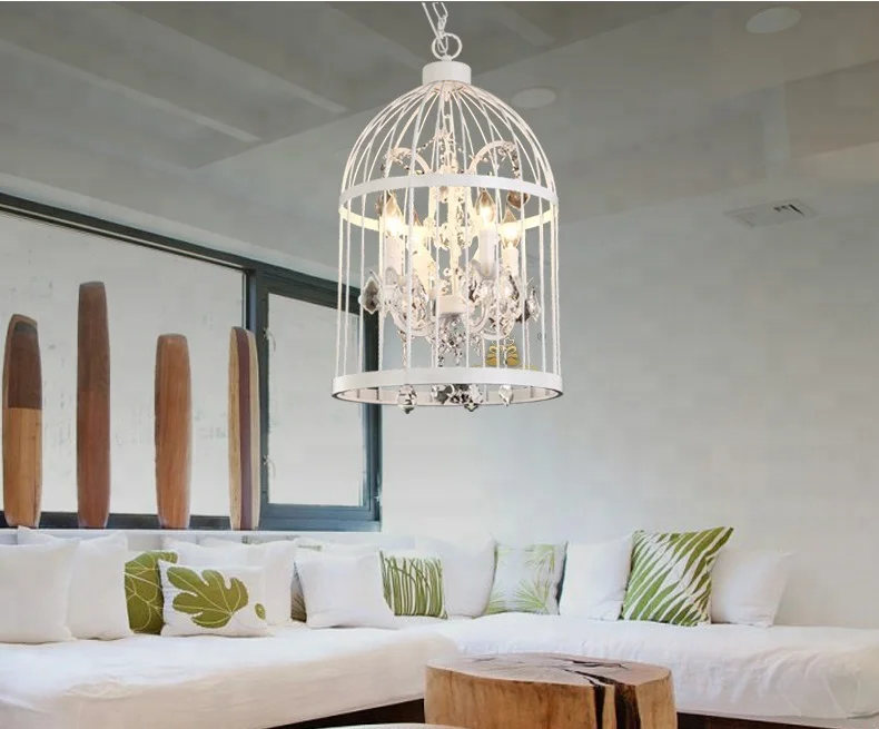 Restaurant Birdcage Chandelier Vintage Light Crystal Lighting Bird Cage Chandeliers Hanging Hotel Ceiling Light Fixture CZ2510/4