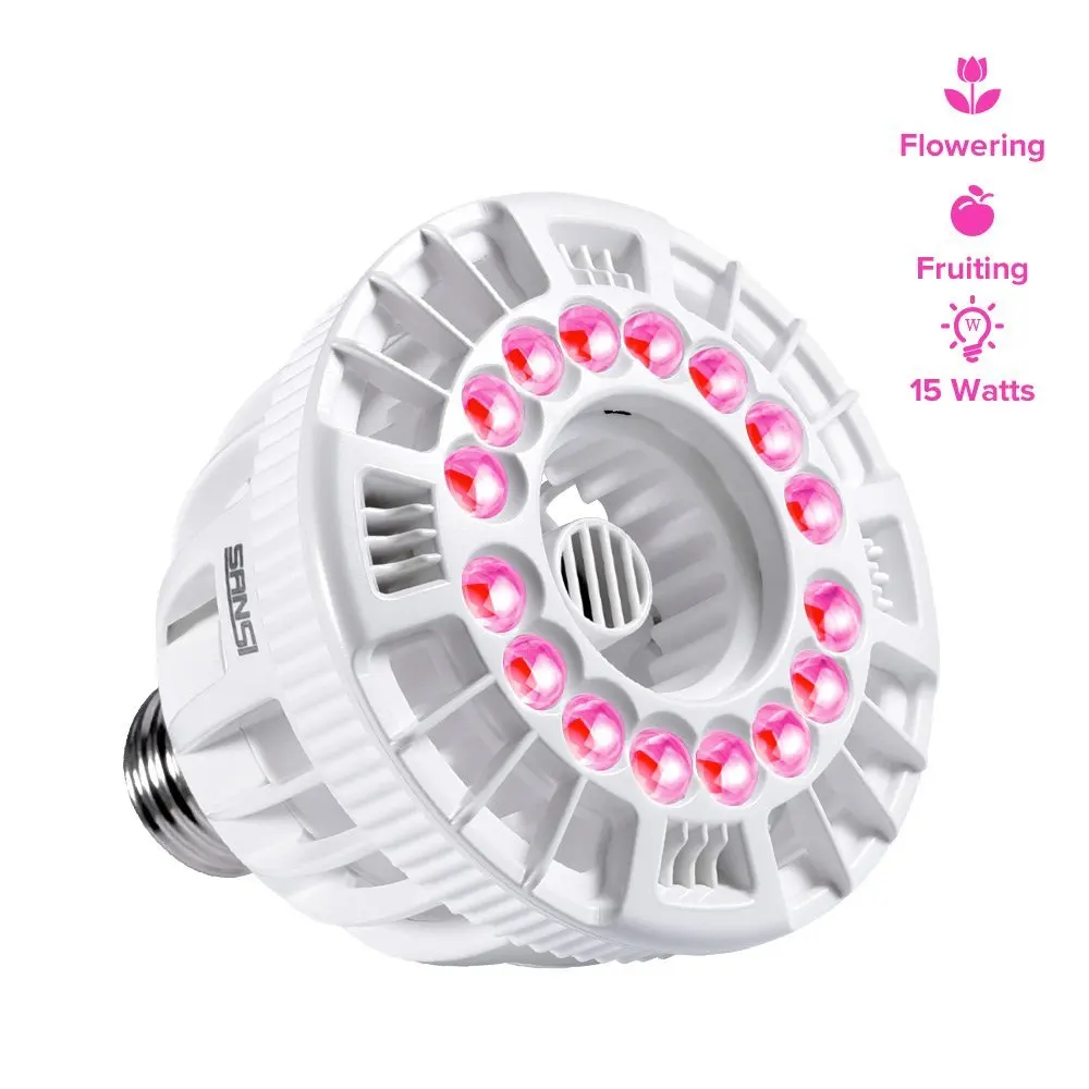 
SANSI 15w full spectrum e26 e27 ceramic led grow light bulb for indoor use 
