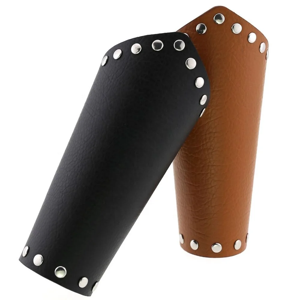 Punk Rock Gothic Leather Wrist Bracer Guards Arm Protector Wristband Cosplay
