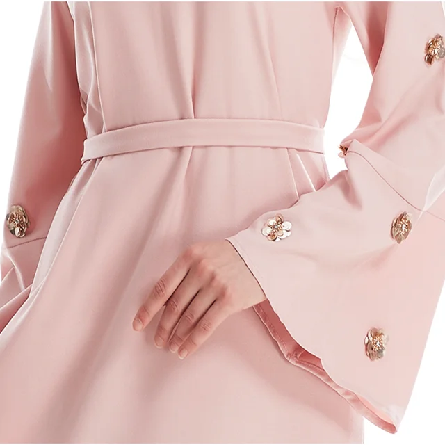 Dubai Fashion Elegant Solid Color Pearl Abaya New Design