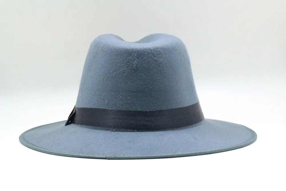 Vintage Women Men Wool Felt Trilby Fedora Hats Gentleman Wide Brim Elegant For Lady Winter Jazz Caps