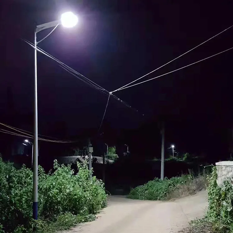 high brightness 30W 50w 60w 80w solar street light galvanized steel lamp post street lighting pole with arms