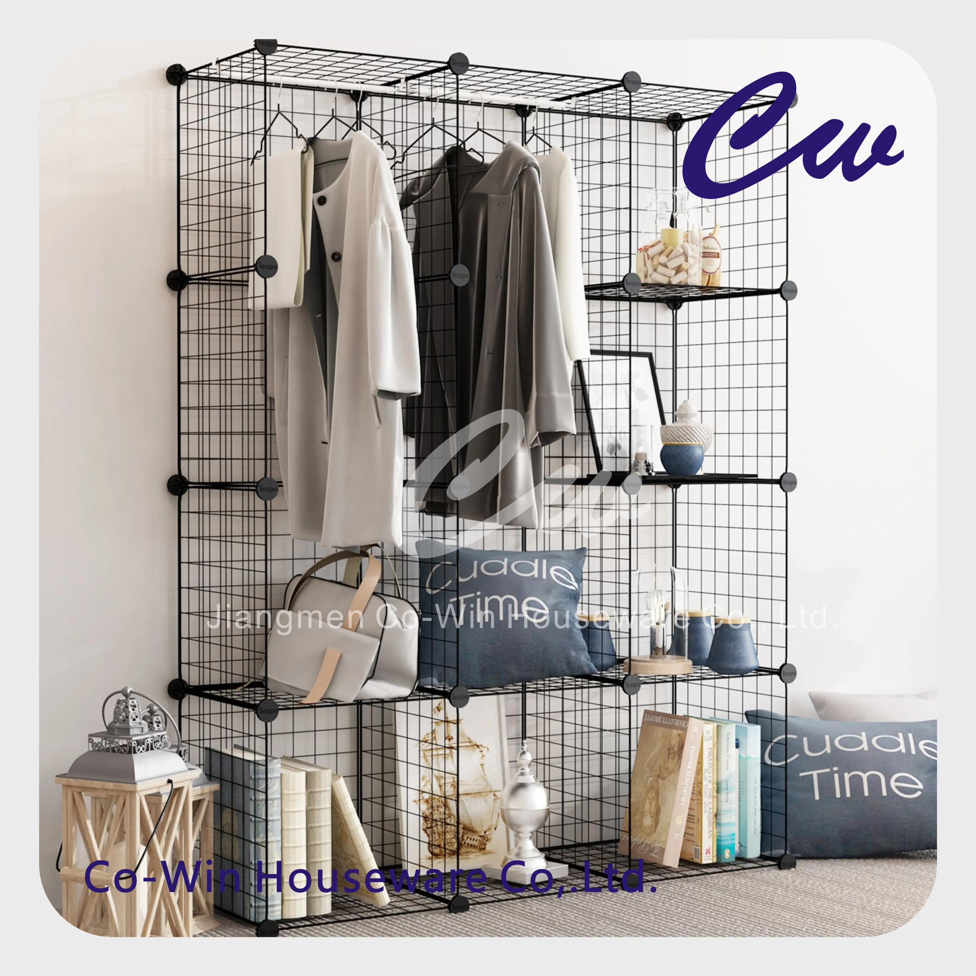 12-Cube Metal Grids Storage Rack Multifunction Iron Grid Storage Cubes DIY Modular Shelf