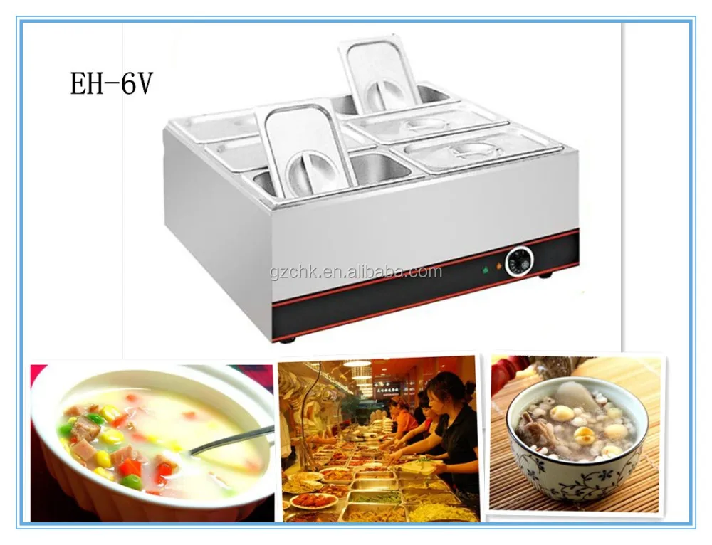 Electric 6 pan bain marie/soup warmer pan for restaurant EH-6V
