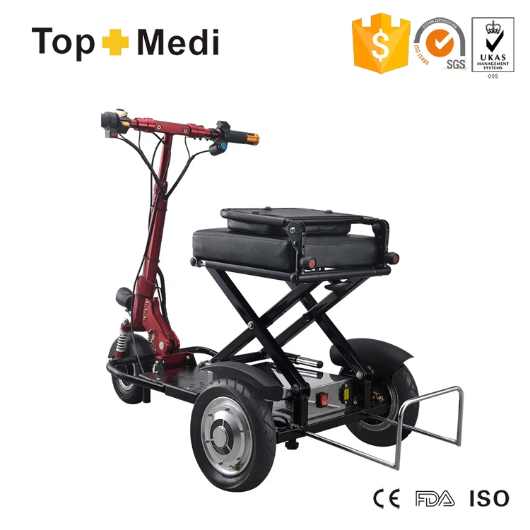 Medical equipment lithium battery folding fast mobility scooter for elderly 3 wheel