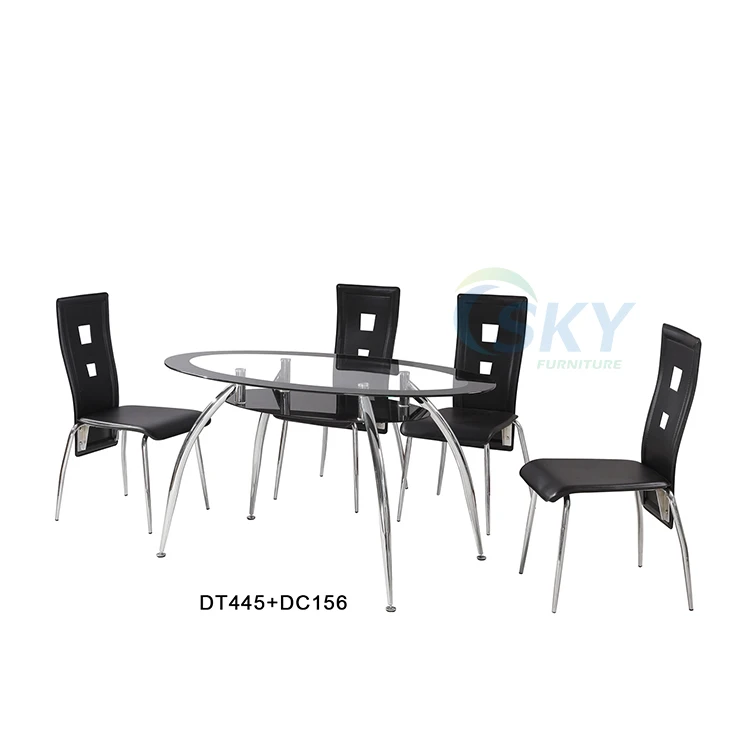cheap chrome glass dining table legs round