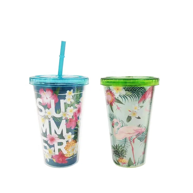 Eco-friendly 450ml BPA free AS material Double wall plastic drinking water cup