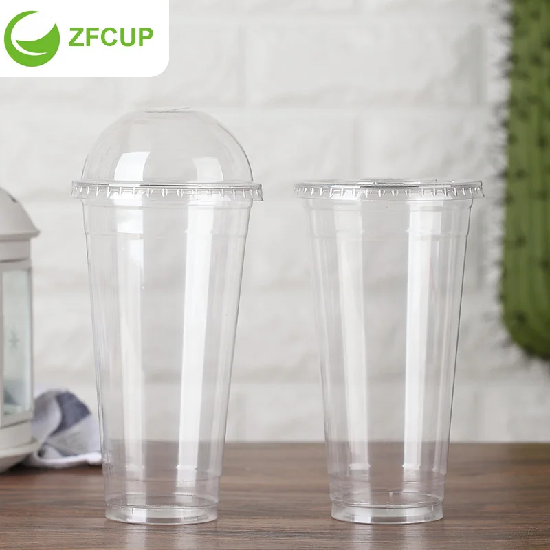 ZFCUP 20 oz Sturdy Transparent Plastic Cup Disposable Plastic Juice eco friendly Cold Cup - 1000/Case