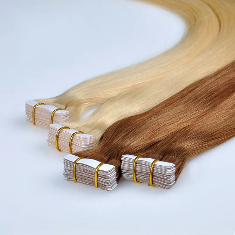 Best russian virgin hair #1B glam seamless tape hair extensions human