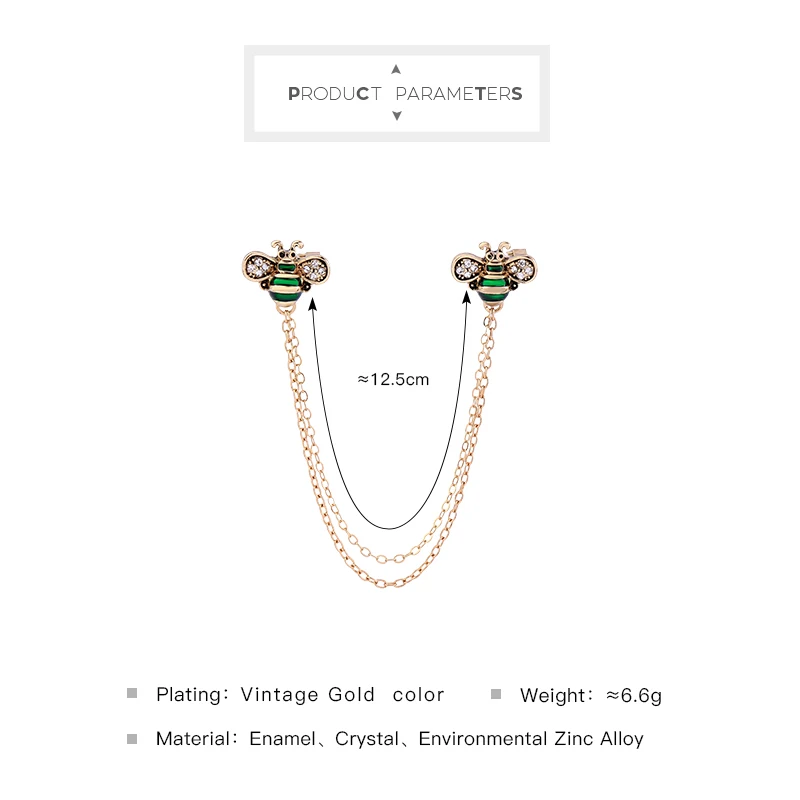 mt004 Fashion Gold Plated Men Enamel Bee Chain Brooch