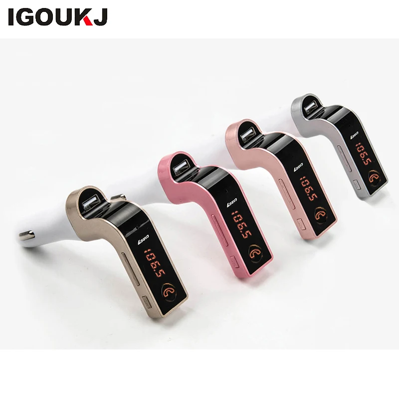 freeshipping CAR G7 BT FM Transmitter With TF/USB flash drives Music Player SD and USB Charger Features red ray