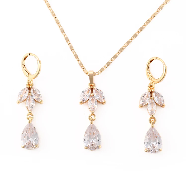 
HD Wholesale 2018 Fashion Design Copper 18K Gold Jewelry Sets for Women Cubic Zircon Jewelry Sets 