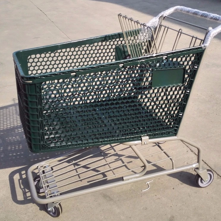 165L Portable Folding Supermarket Shopping Cart with advertise board