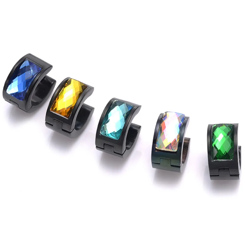 Black earring latest models stainless steel crystal cube beaded jewelry earring