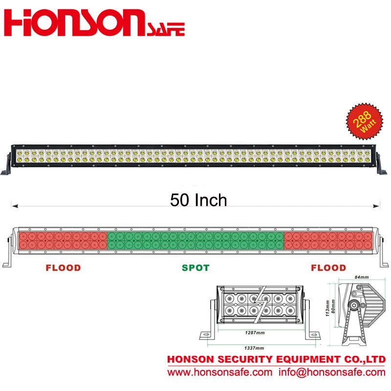 288W LED Off road and SUV vehicle roof/bumper LED work radiation illumination search Lightbar