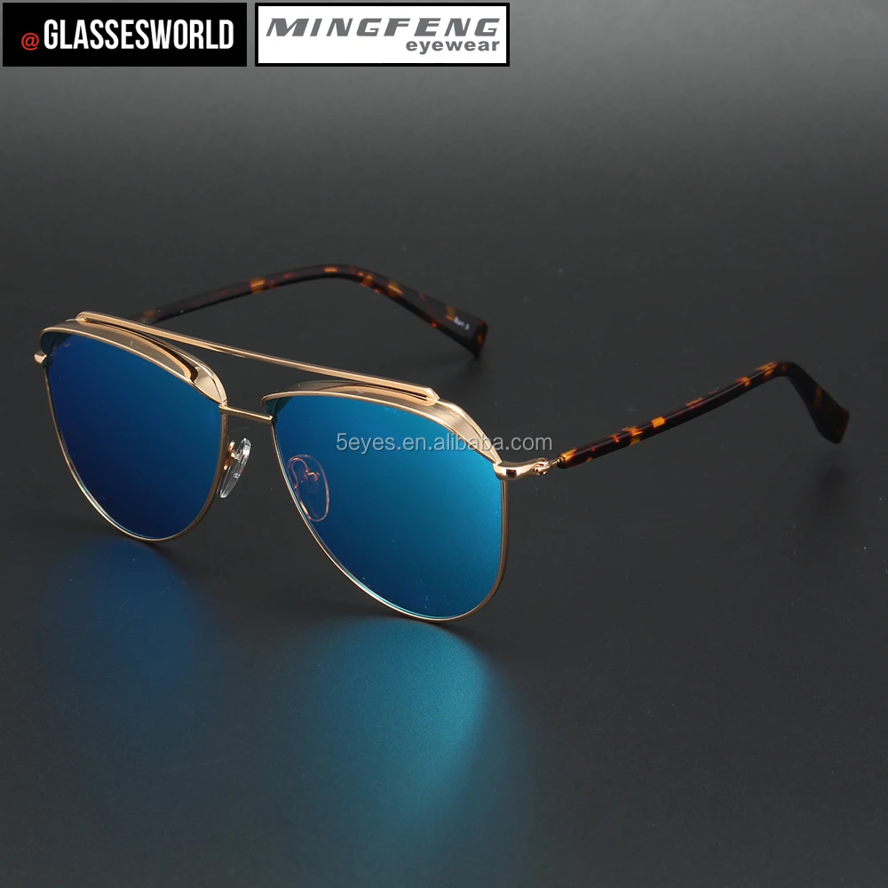 
Full rim acetate frame with double metal bridge eyewear uv400 sunglasses 