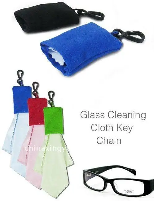 Microfiber Keychain Pouch In Eyeglasses Lens Care Products Custom Cleaning Cloth For Cleaning Eyeglasses