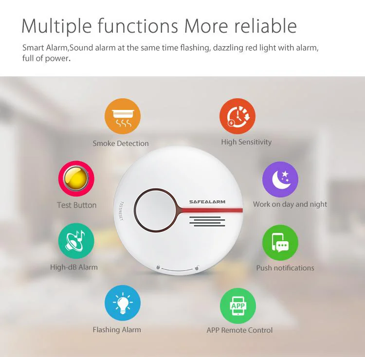 
CE EN14604 10 Years Battery Mini Conventional Standalone/ WiFi Smoke Alarm Detector, Home Security Photoelectric Smoke Alarm 