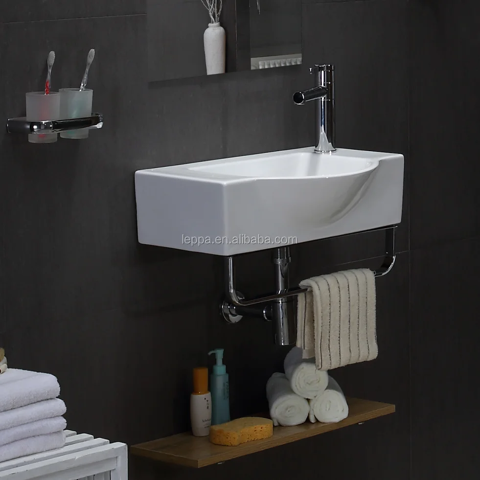 High grade sanitary ware wall hung sink ceramic wash basin Bathroom art basins with towel rack