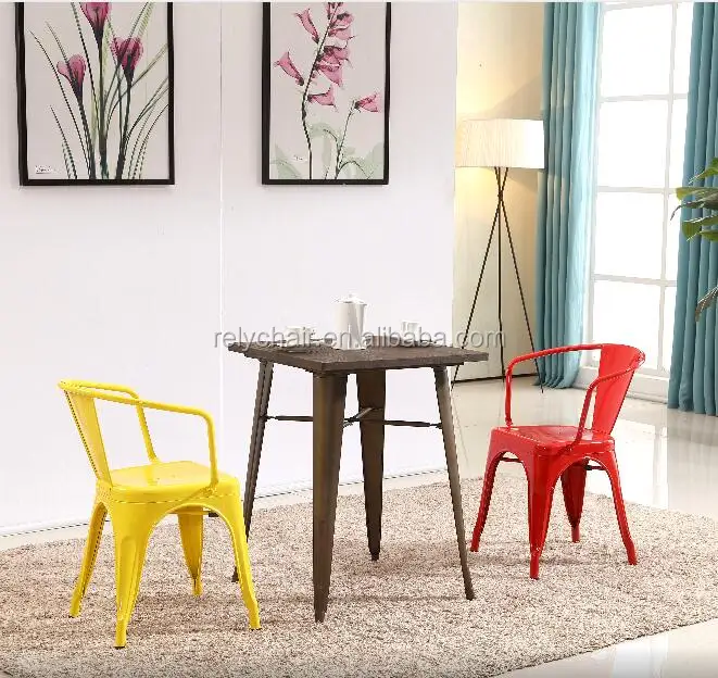 Strong High Quality Metal Iron Restaurant Chair Sets bar Coffee Shop Table and