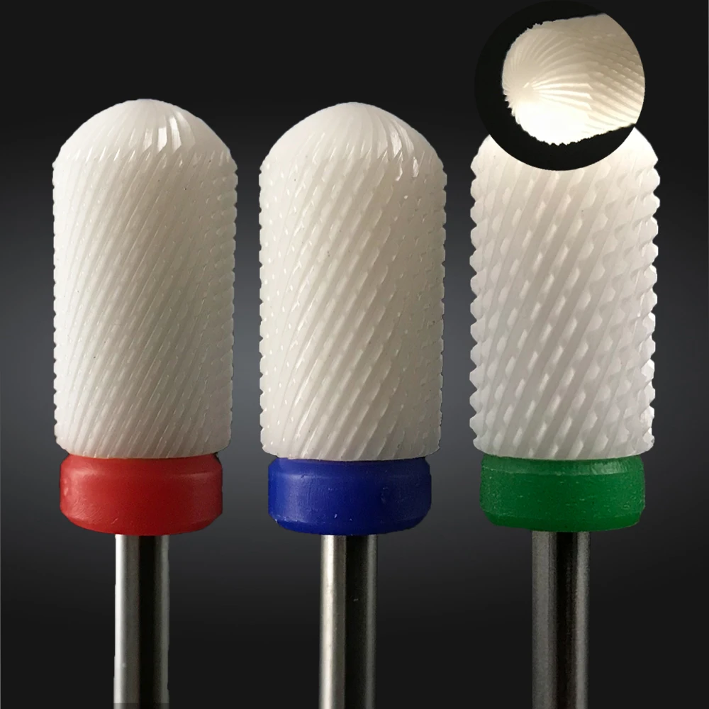 Ceramic acrylic remove nail footcare dental drill bit bur with cylinder shape round end cut