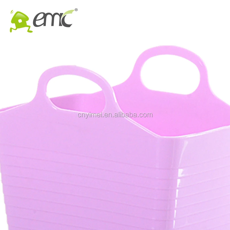 Promotional soft plastic desk organization mini PE storage basket with handle