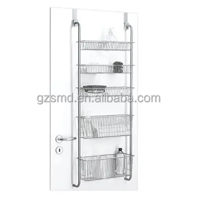 Customized Kitchen Bathroom 5 Tier Wire Over Door Storage Shelf Sundries Storage rack for kitchen bathroom living room