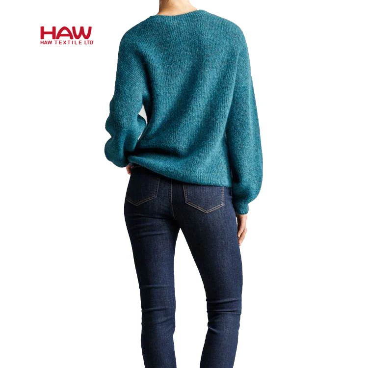 
OEM Custom Pullover Warm Woolen Women Cashmere Mohair Knit Sweater For Ladies 
