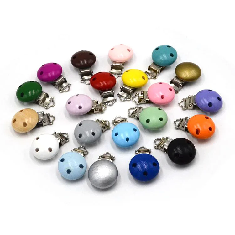 OEM Baby Teething Pacifier Holder Food Grade Wooden Baby Pacifier Clip