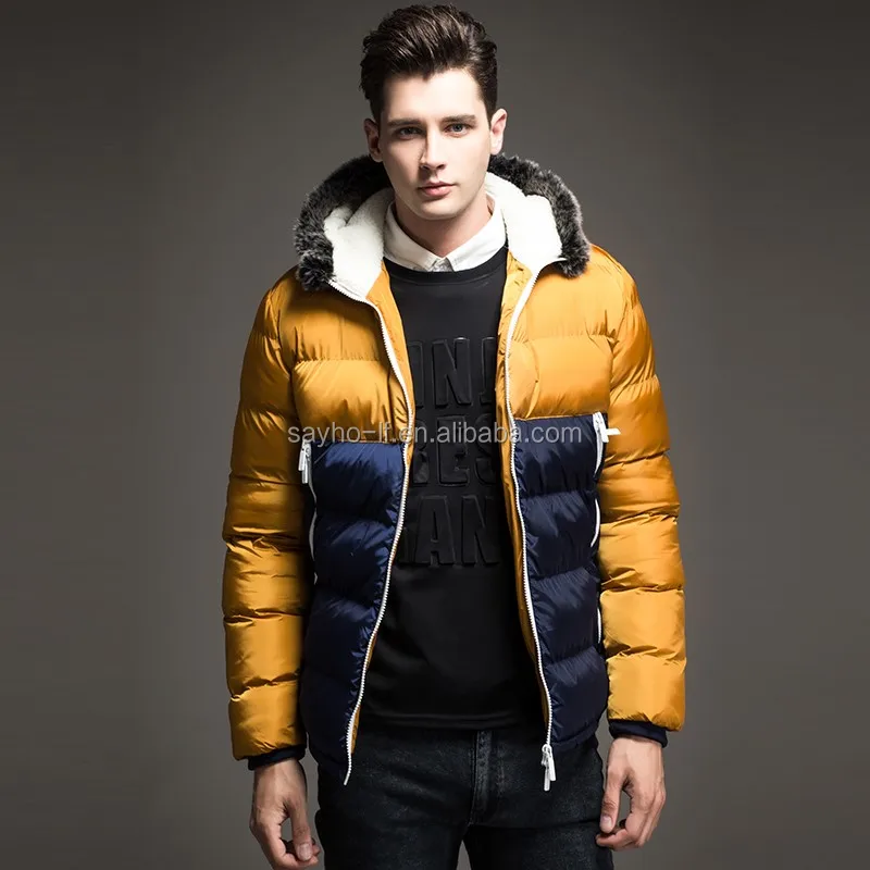 New design mens fashion winter block parka jacket with fur hood