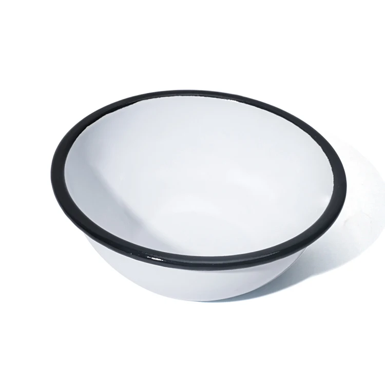 Salad Bowl Custom Mixing Bowl LOGO Printing Soup Enamel Bowl with Roll Rim