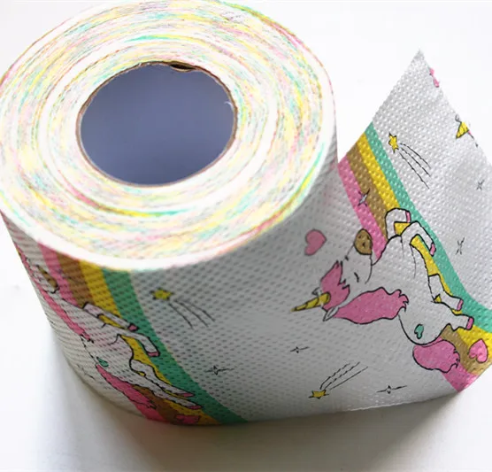 Pink unicorn paper napkin roll rainbow